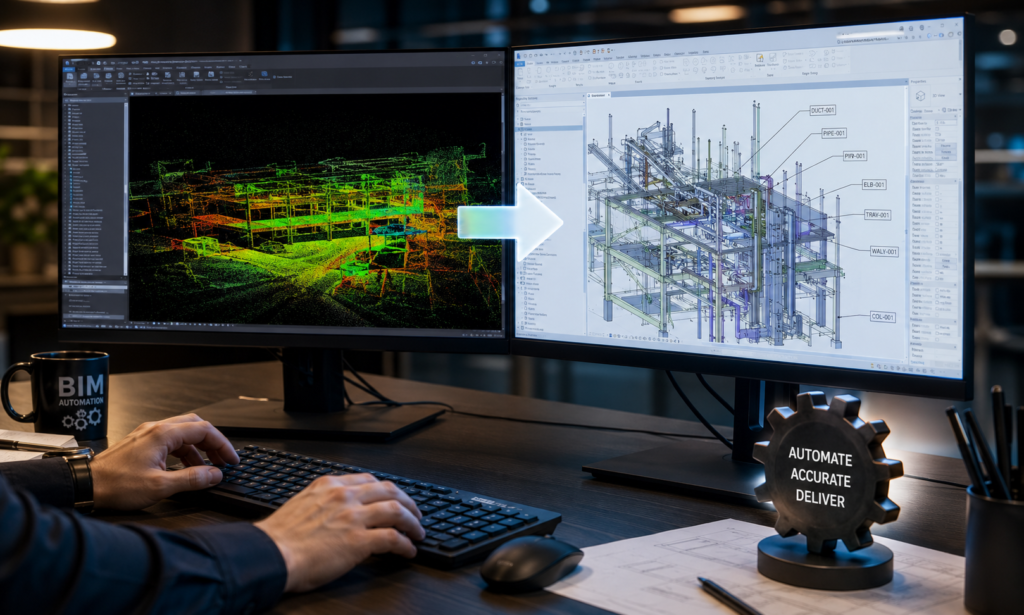 Automation workflow — point cloud to Revit pipeline